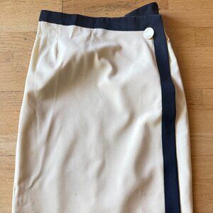 BEAUTIFUL GENNY SKIRT BEIGE NAVY SLIM FITTING 44 ITALY